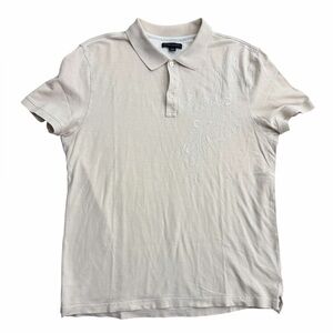 Banana Republic Men’s‎ Large Embroidered Polo Shirt Beige Cream Short Sleeve